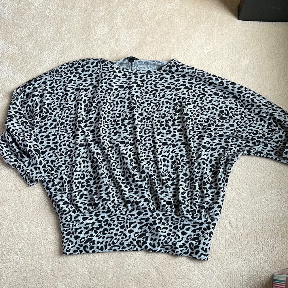 NWT Blue Vanilla Animal Print Batwing Oversized Top. Gray and Black. UK Large